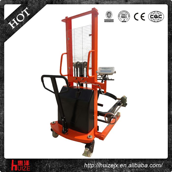 半電動稱重油桶車（夾鐵桶，手搖翻轉(zhuǎn)倒料）
